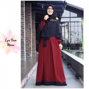Lyra Dress Marun-Hitam
